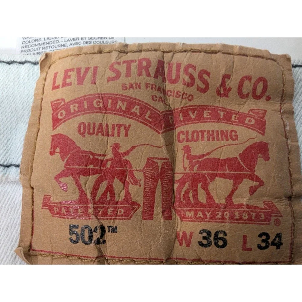 Levi's 502 Men's Jeans 36x34 White/Blue Wash